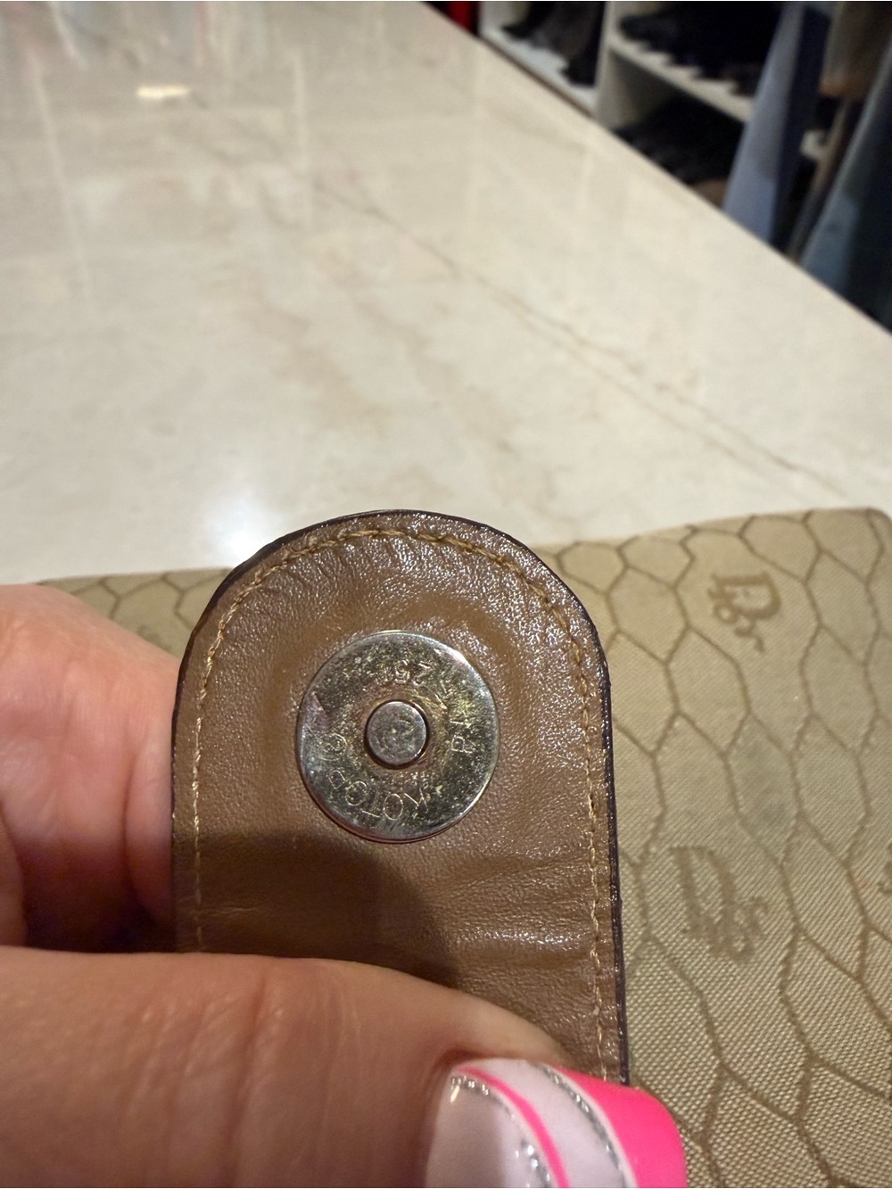 Christian Dior vintage clutch honeycomb canvas with leather trim in EUC COA - Picture 6 of 9